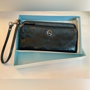 ‼️SOLD‼️ Vintage Coach Black Leather Double Zip Wallet Wristlet #47894 New